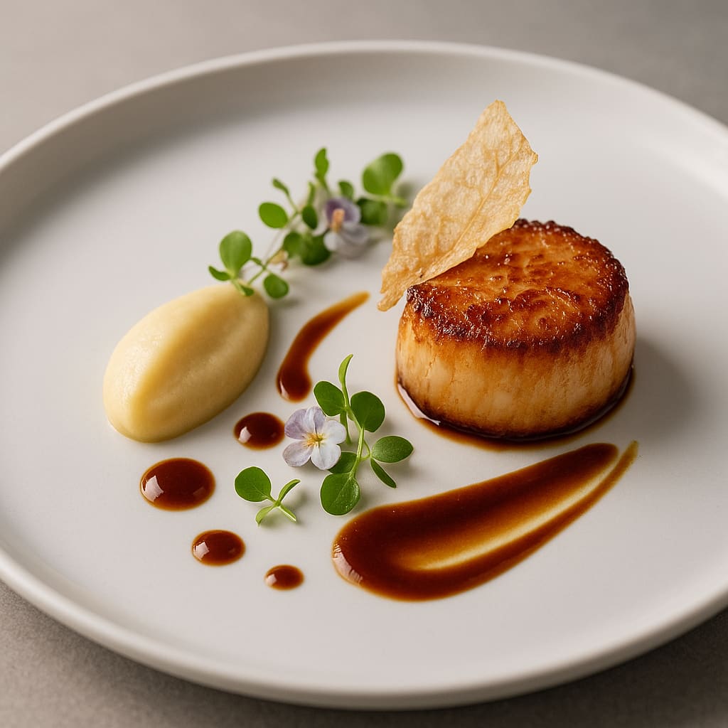 Detailaufnahme eines fein angerichteten Gerichts